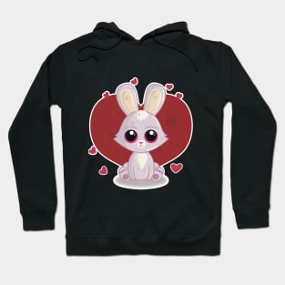 Little Cute Valentine Love Heart Bunny Hoodie